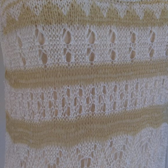 Flying Tomato | Fancy Knit Racerback Tan and White Tank | S | New - Picture 3 of 13